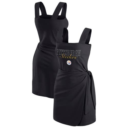 Wear By Erin Andrews Black Pittsburgh Steelers Wrap Dress