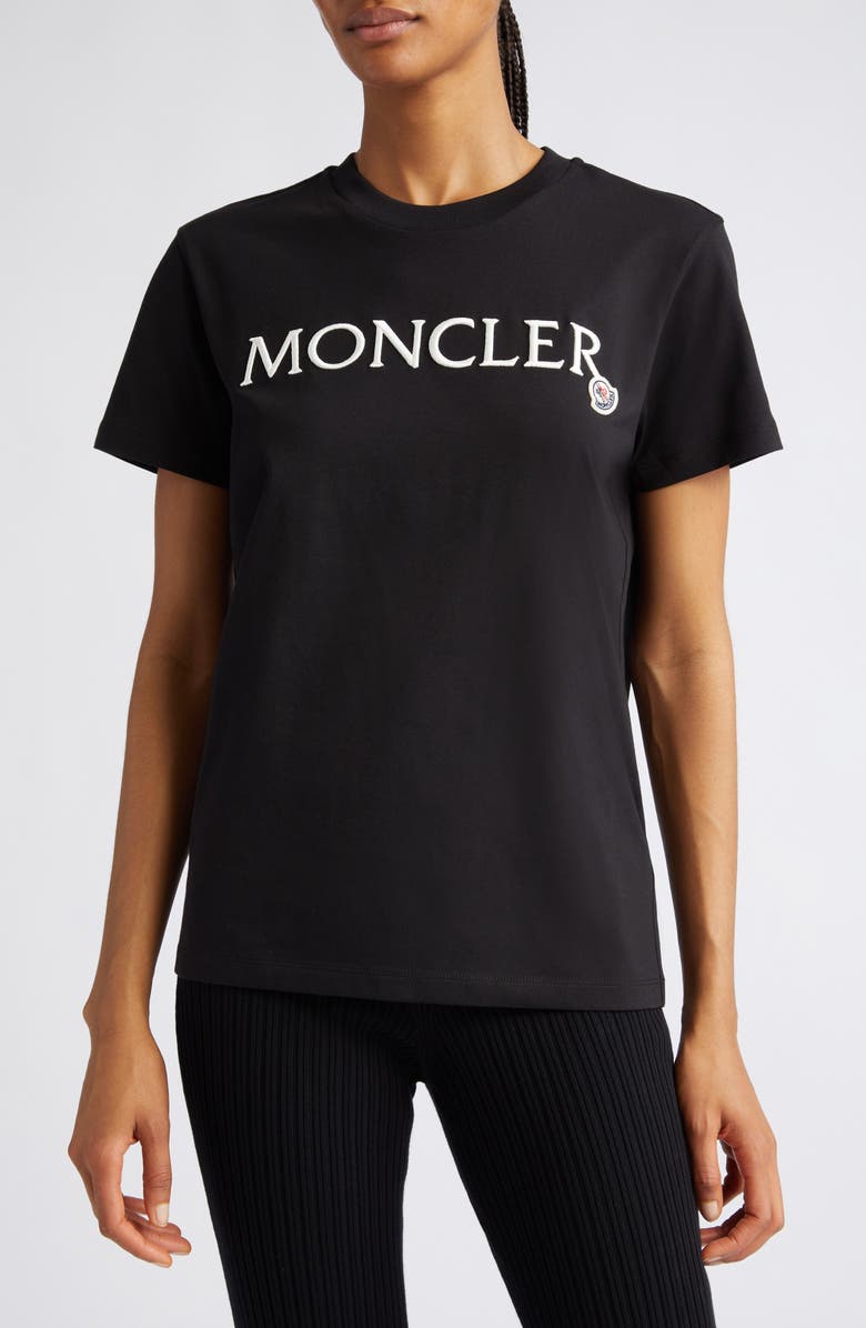Moncler Logo Embroidered T-Shirt, Main, color, 