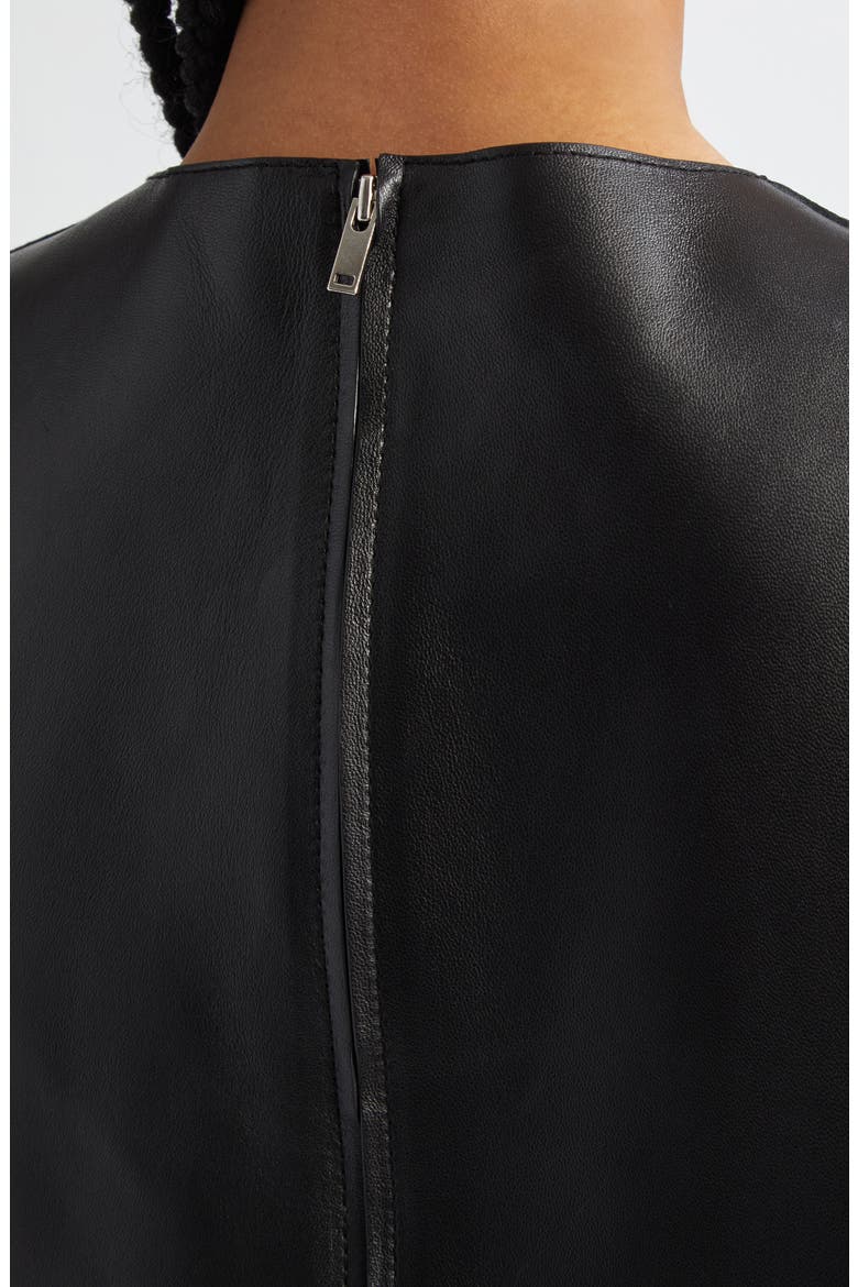 Paneled Longline Leather Shell, Alternate, color, BLACK