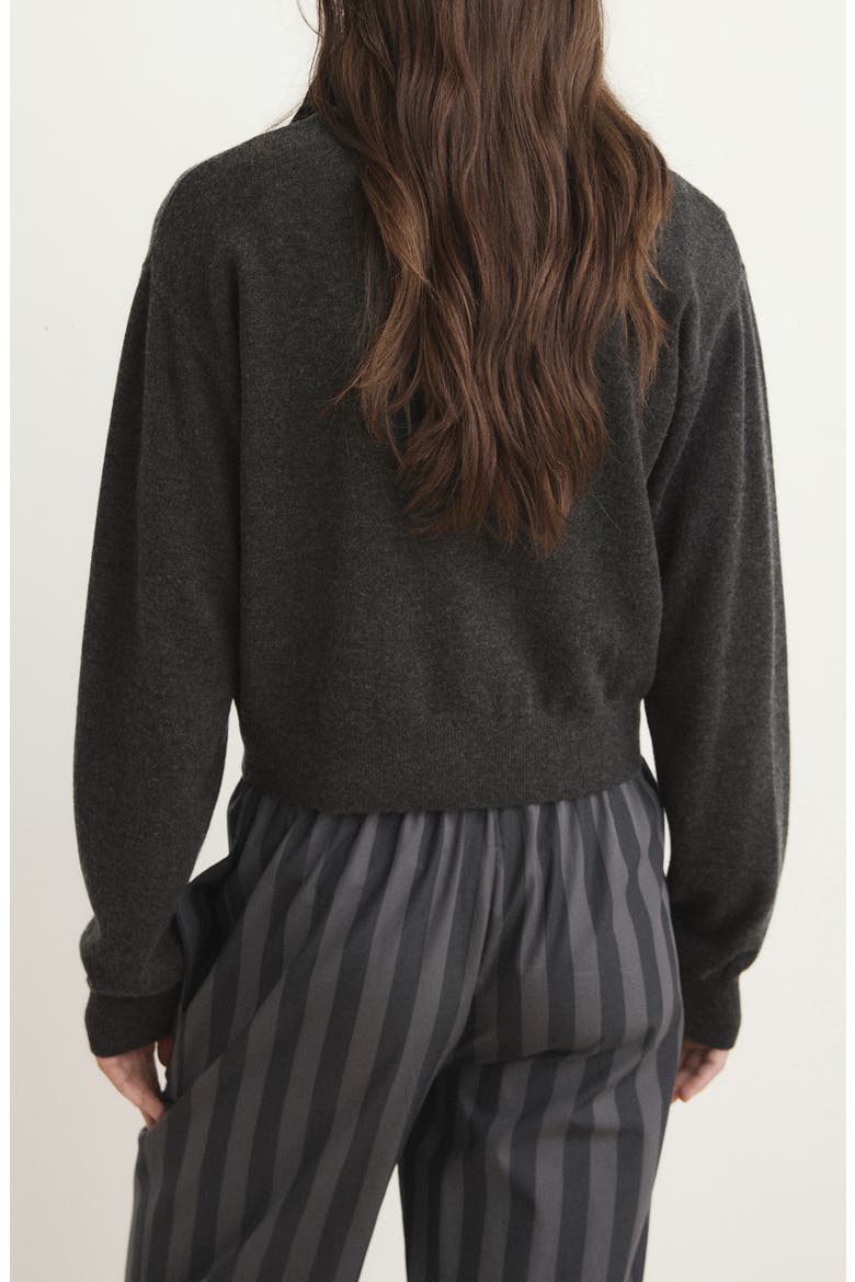 Collared Wool & Cashmere Blend Cardigan, Alternate, color, CHARCOAL