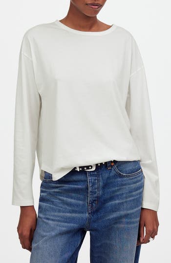 (取寄) メイドウェル レディース イージー ロング スリーブ ティー Madewell women Easy Long Sleeve Tee Jet Black Easy Crewneck Long-Sleeve Tee | Madewell