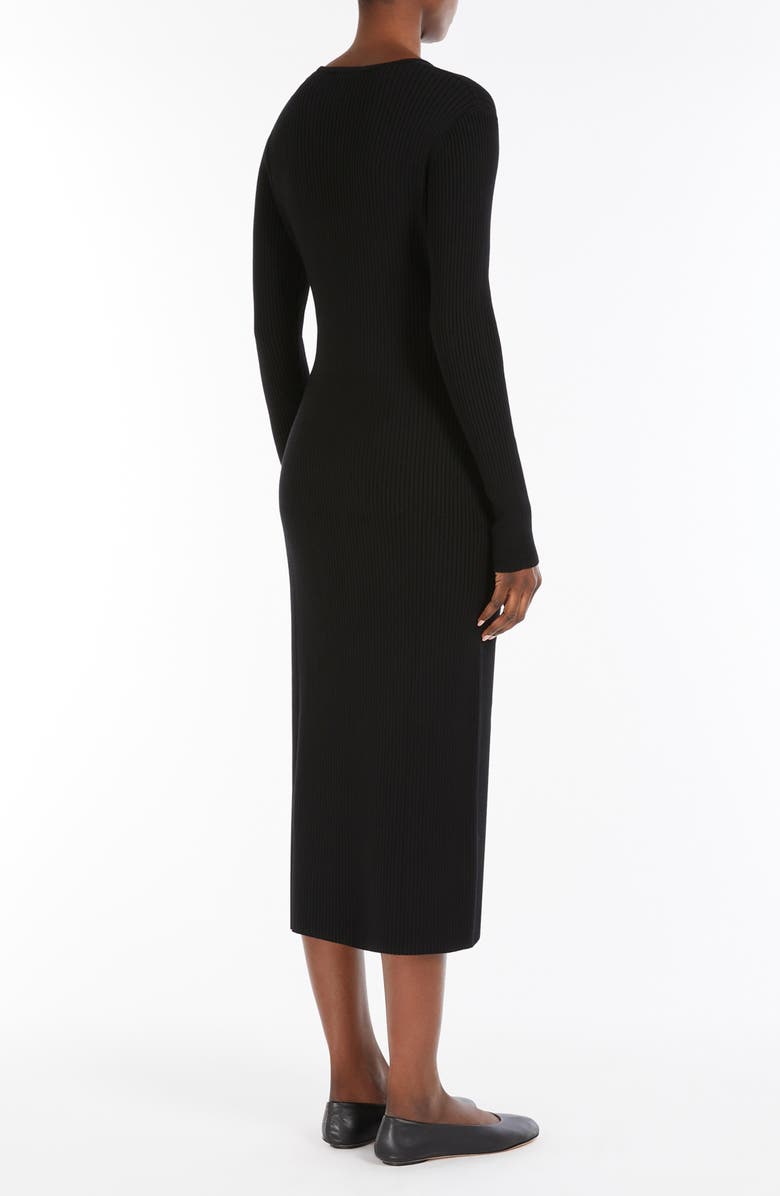 Weekend Max Mara Tuono Rib Long Sleeve Sweater Dress, Alternate, color, Black
