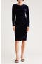 Long Sleeve Ruched Velvet Midi Dress