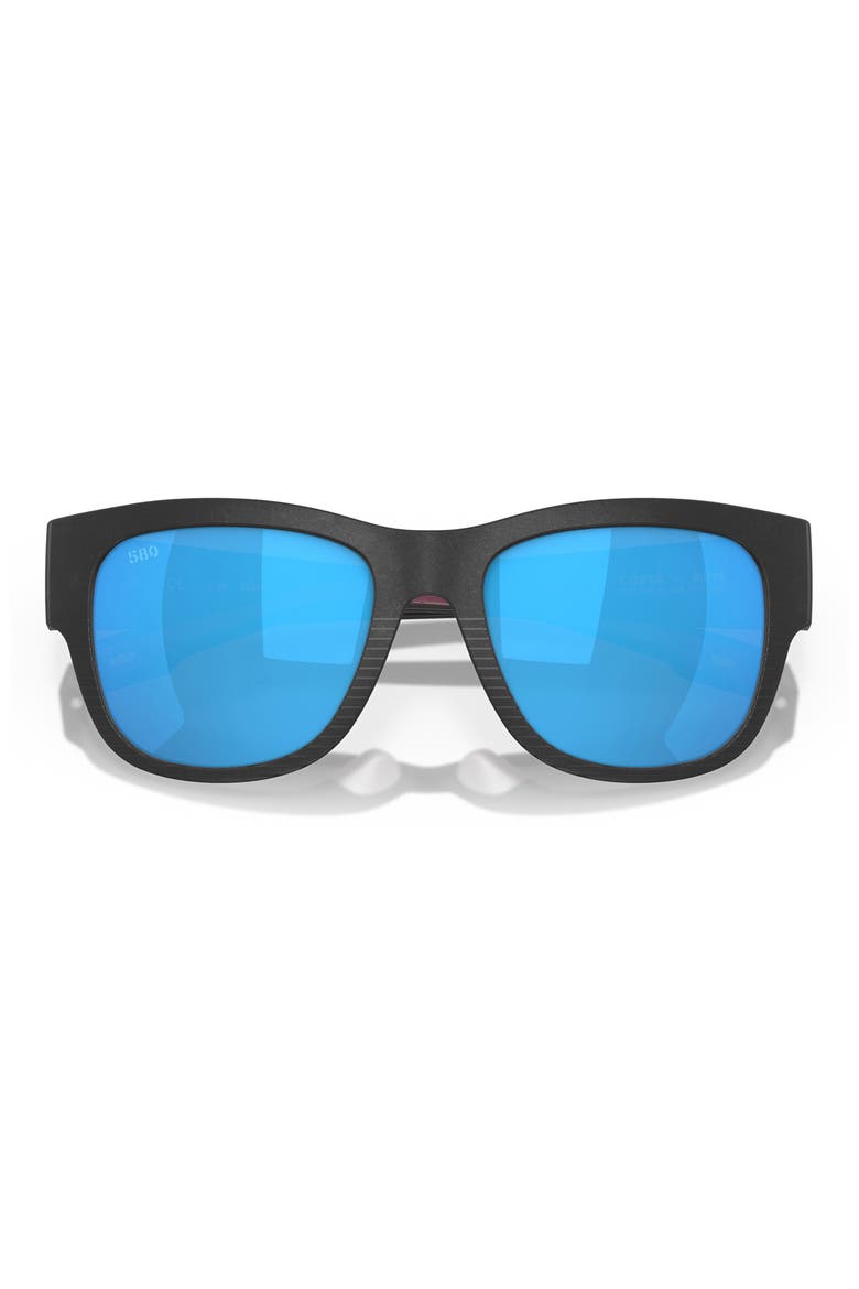 Caleta 55mm Mirrored Polarized Square Sunglasses, Alternate, color, NET BLACK/ GRAY BLUE