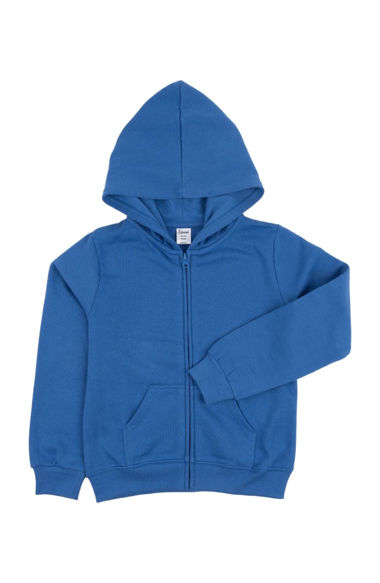 Leveret Kids Zip-Up Sweatshirt Hoodie, Cotton Blend, Solid Colors, Alternate, color, Royal Blue