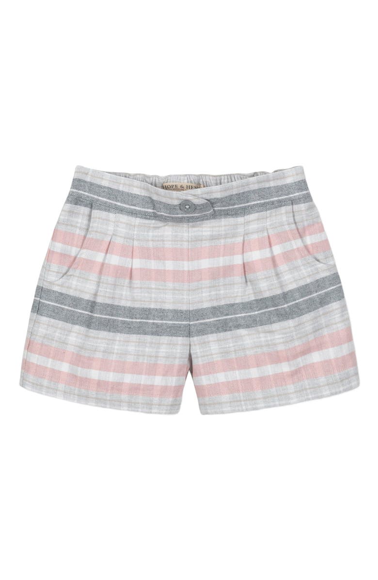 Hope & Henry Girls' Pleated Flannel Short, Toddler, Alternate, color, Gray And Rose Plaid