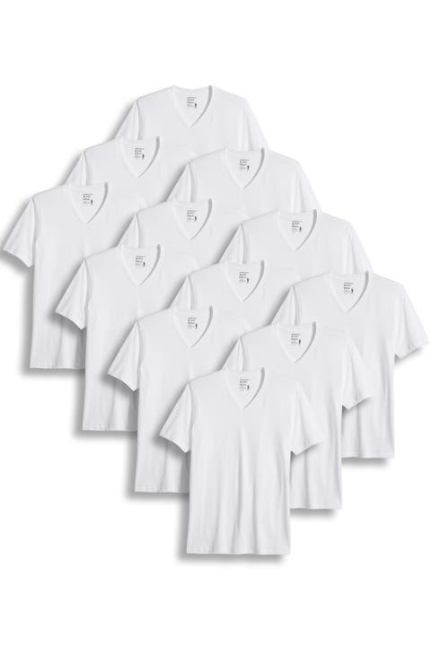 Men's 100% Cotton Classic V-neck Undershirt - 12 Pack