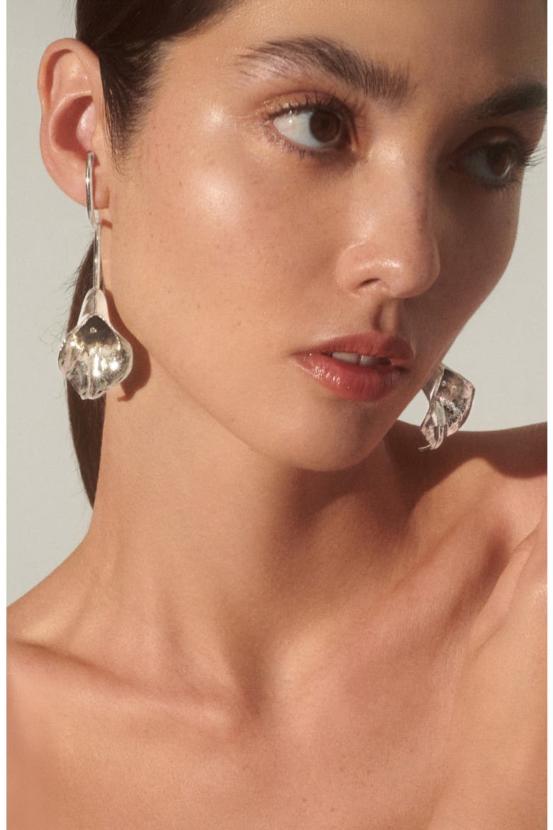 Calla Lily Drop Earrings, Alternate, color, SILVER