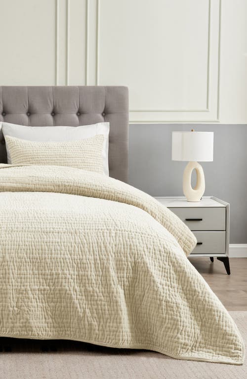Melange Home Tamara Velour Quilt 3-piece Set In Ivory