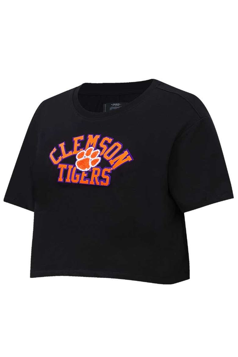 Women's Pro Standard Black Clemson Tigers Classic Three-Hit Boxy Cropped T-Shirt, Alternate, color, Black