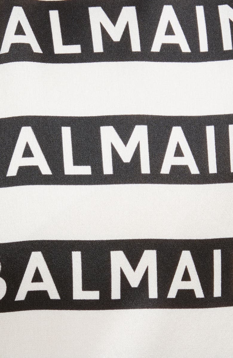 Balmain Logo Stripe Silk Cover-Up Shorts, Alternate, color, 