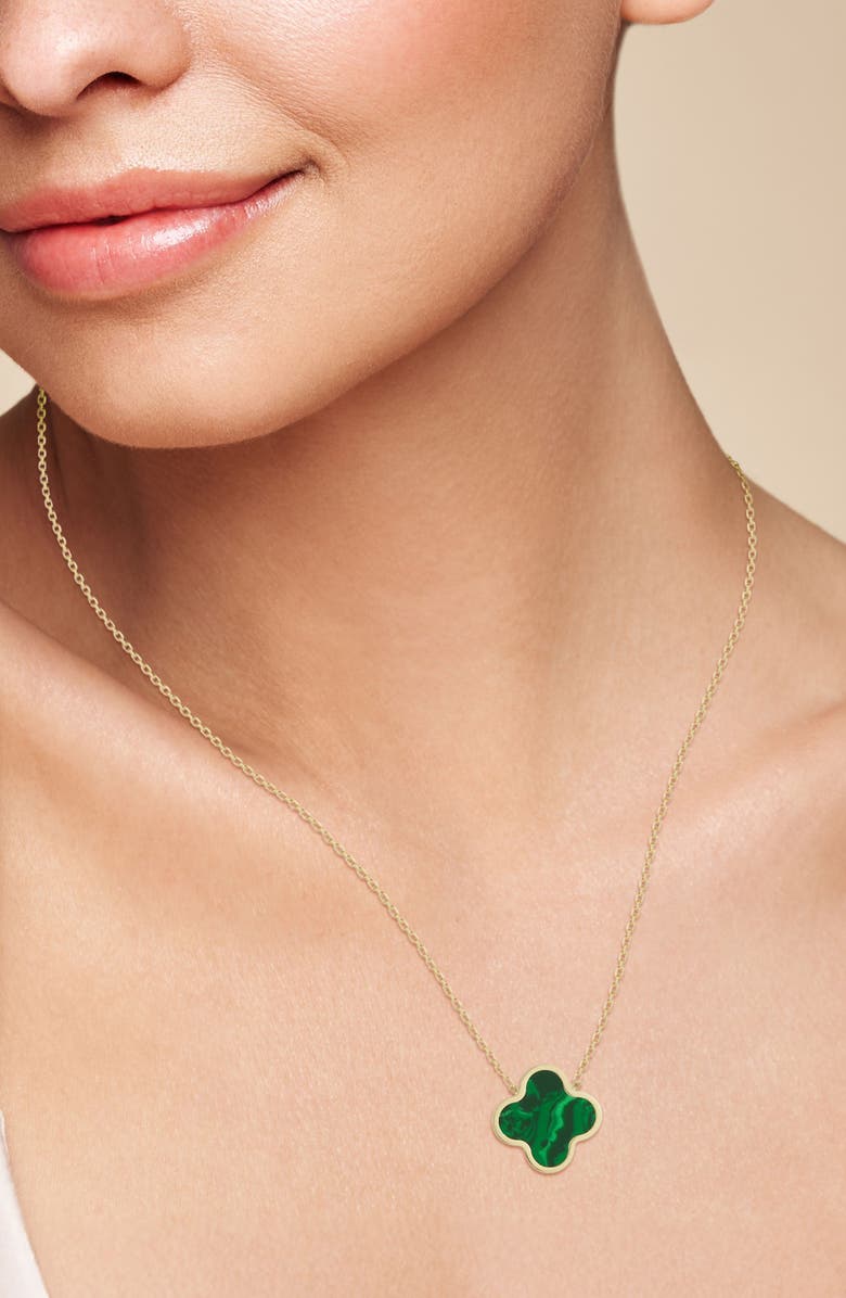 Ember Fine Jewelry 14k Gold Onyx Clover Necklace, Alternate, color, Gold