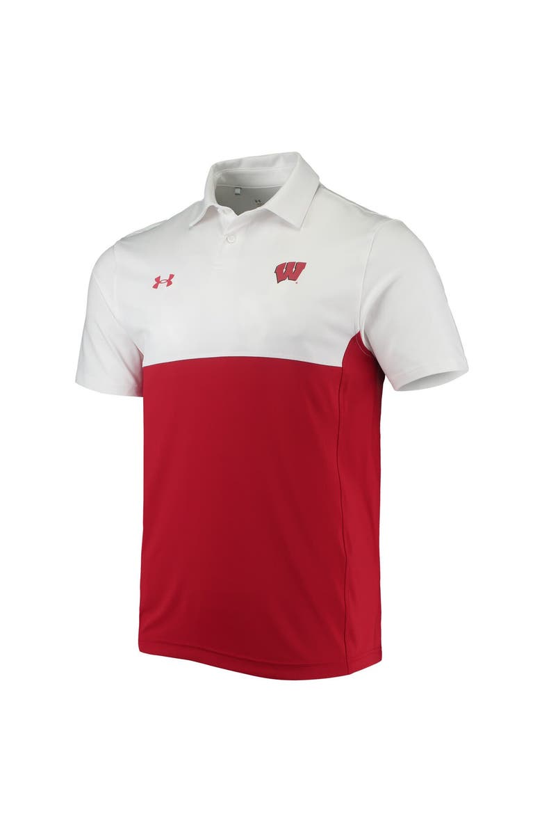 Under Armour Men's Under Armour White/Red Wisconsin Badgers 2022 Blocked Coaches Performance Polo, Alternate, color, White