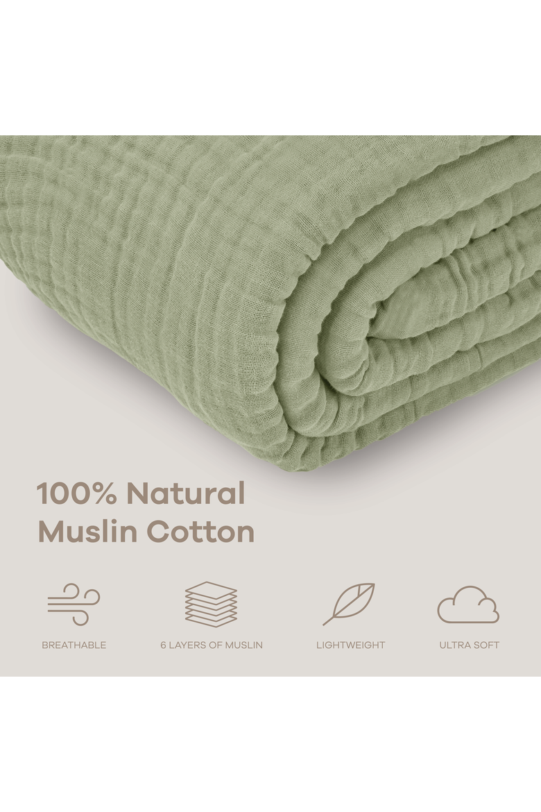 Muslin Large Throw Blanket - 50 x 70 inches, Alternate, color, Sage