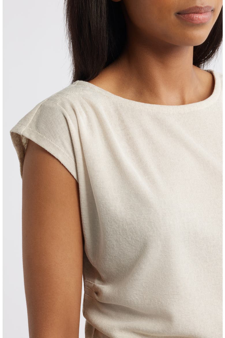Cap Sleeve Ruched Top, Alternate, color, PALE STONE