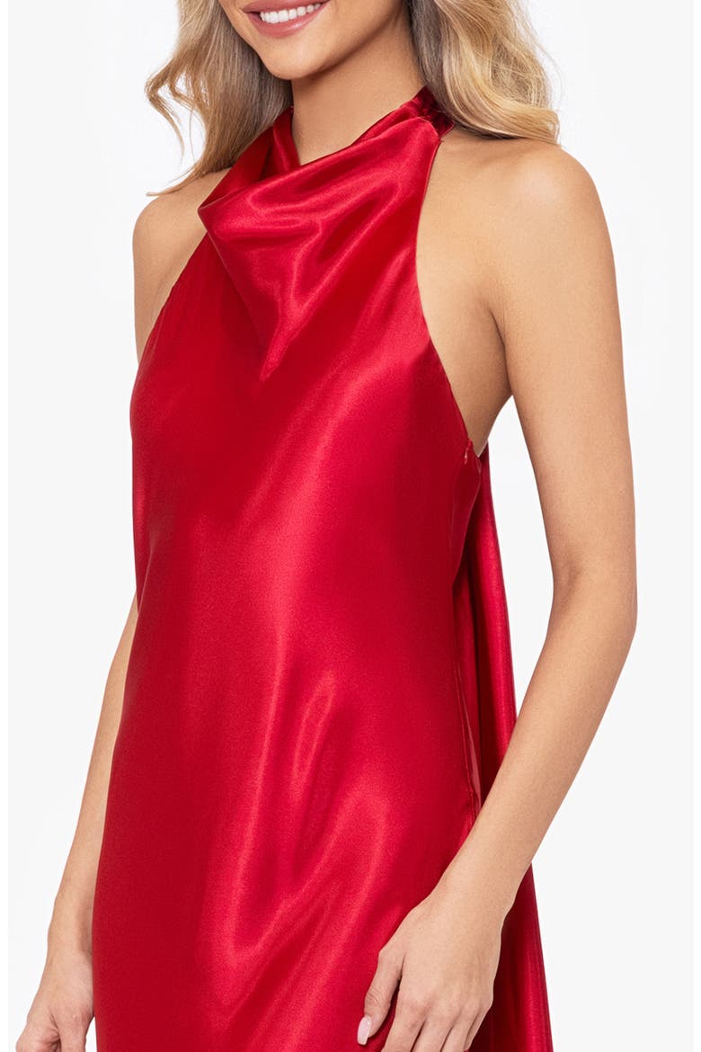 Halter Charmeuse Gown, Alternate, color, RED
