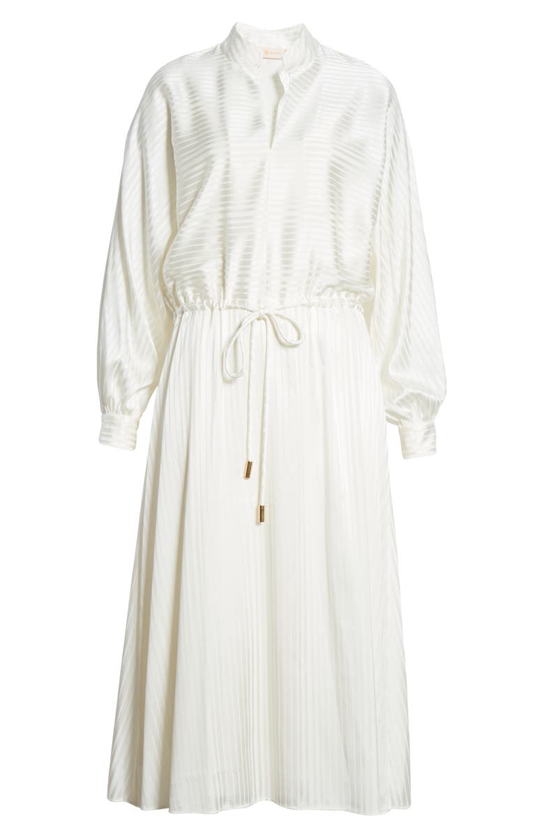 Tory Burch Tonal Stripe Long Sleeve Stretch Silk Dress, Alternate, color, 