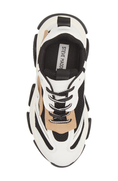 Steve Madden Possession Multi Panel Chunky Sneakers In Tan Mix In Black/tan