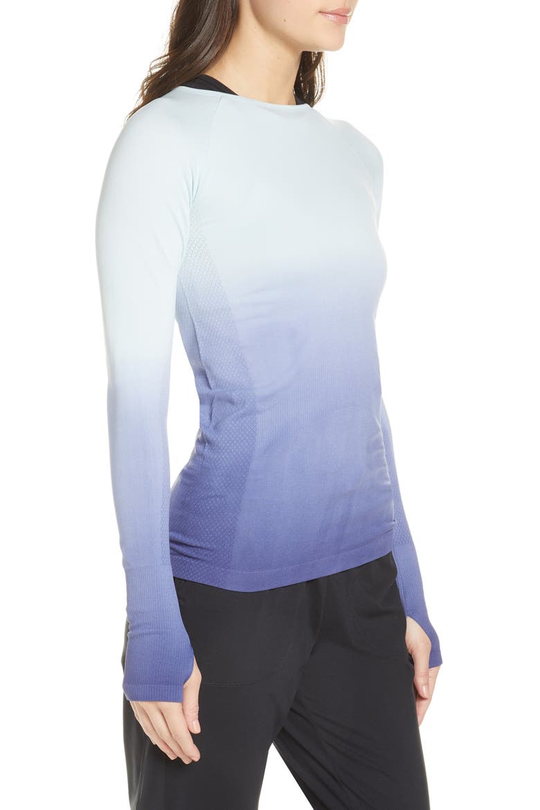 Seamless Dip Dye Long Sleeve Tee, Alternate, color, BLUE MARLIN