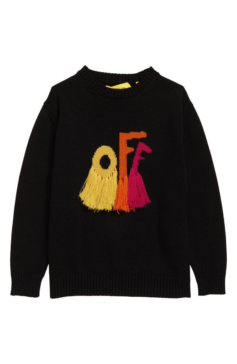 Off-White Kids' Tassel Logo Wool Sweater, Main, color, 