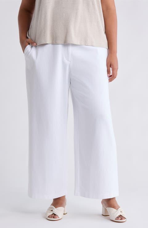 High Waist Ankle Wide Leg Pants (Plus)
