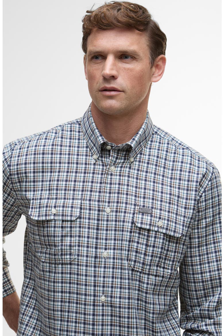 Panwell Thermo Weave Plaid Button Down Shirt, Alternate, color, NAVY