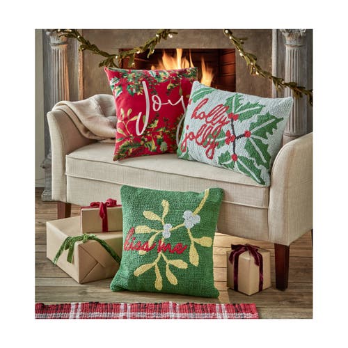 Tag Kiss Me Mistletoe Throw Pillow Dark Green Christmas Decor In Green