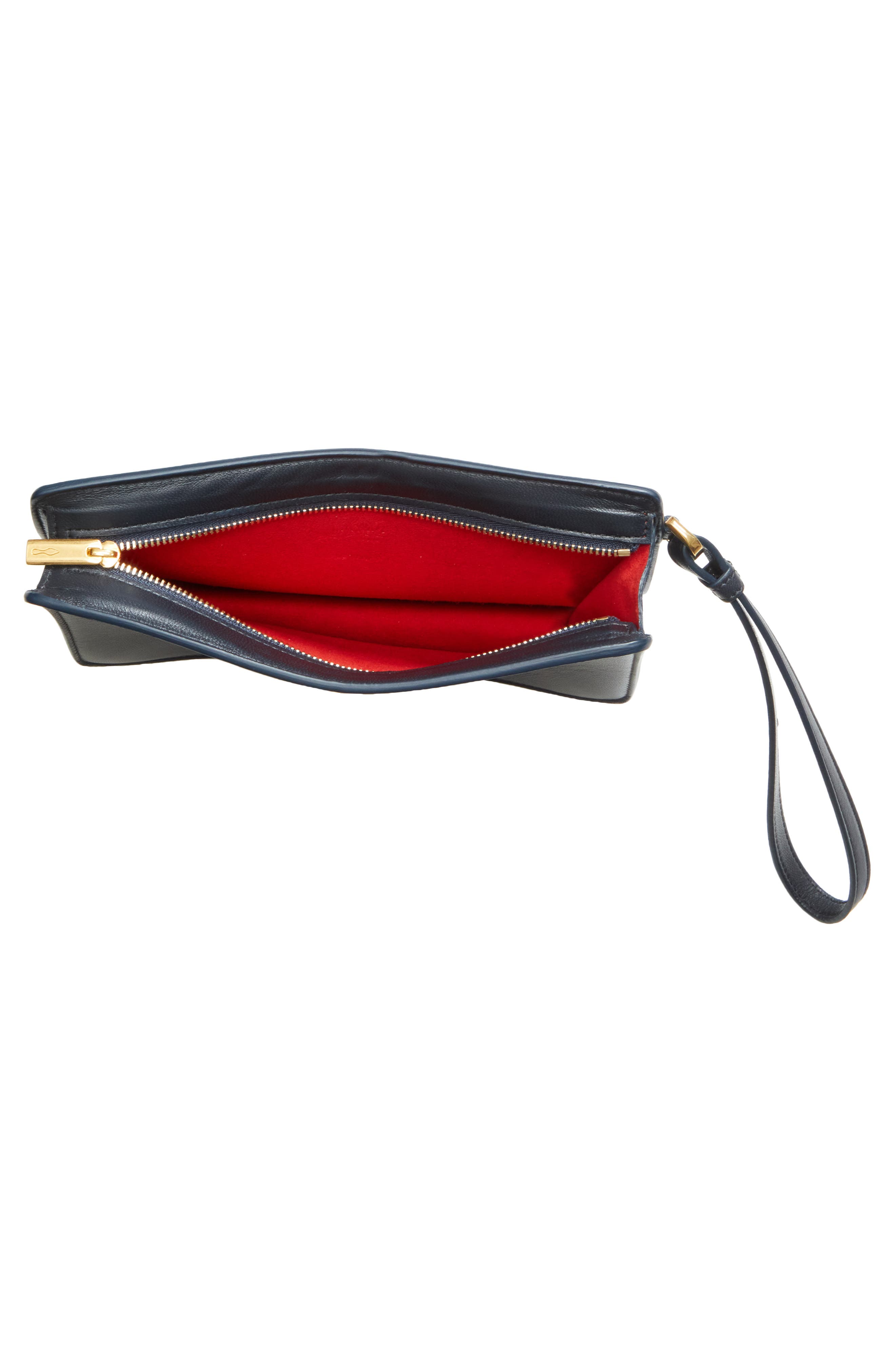 Christian Louboutin Small Bettina Leather Wristlet, Alternate, color, Black/ Gold