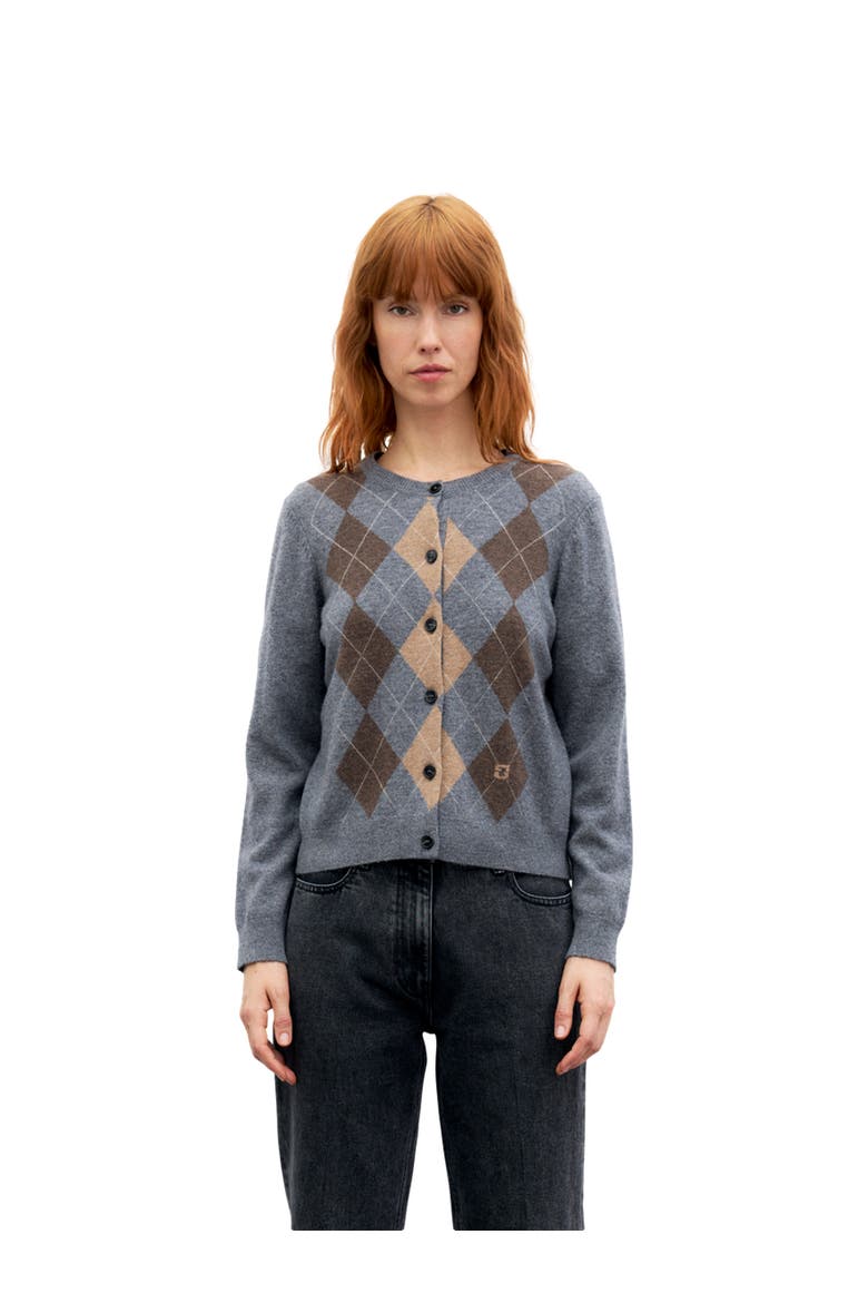 Rely Argyle Button Front Cardigan, Main, color, Heather Grey