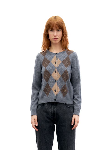 Rely Argyle Button Front Cardigan