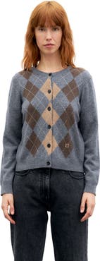 GERARD DAREL Rely Argyle Button Front Cardigan