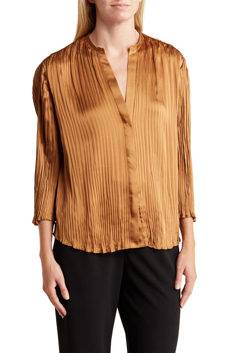 Vince Pleated Satin Shirt, Main, color, 