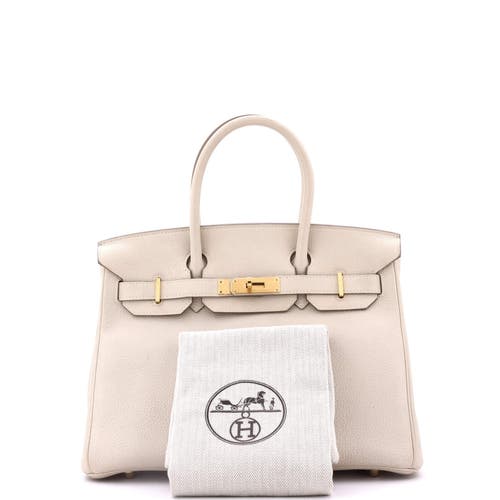 Pre-owned Hermes Hermes Birkin Handbag Light Togo With Gold Hardware 30 In White