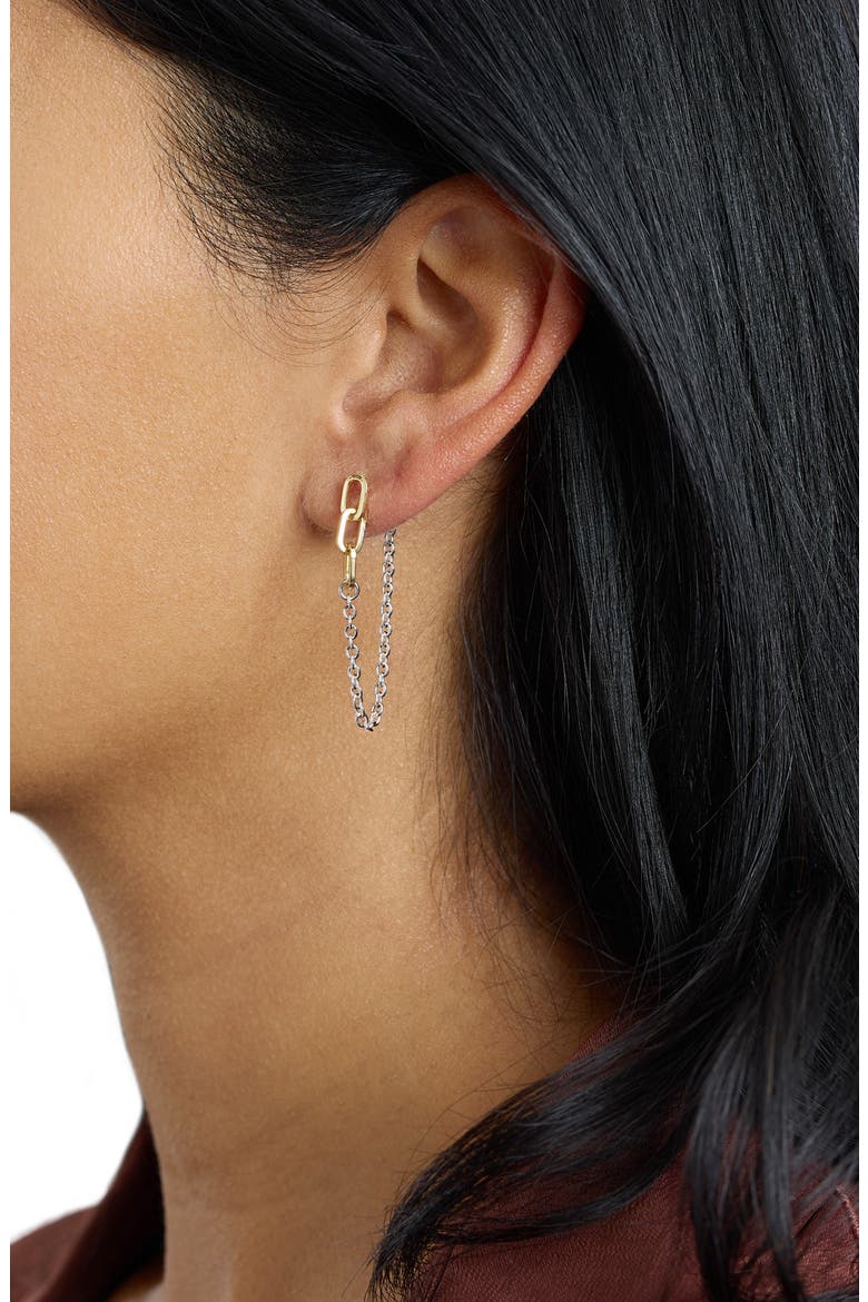 Modern Muse Two-Tone Link Chain Drop Earrings, Alternate, color, SILVER