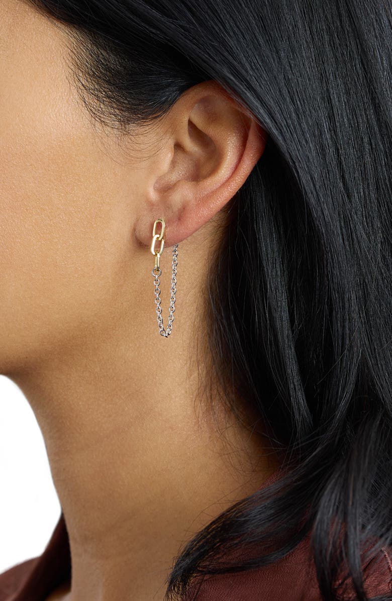 ATHRA LUXE The Muse Two-Tone Chain Link Front/Back Earrings, Alternate, color, 