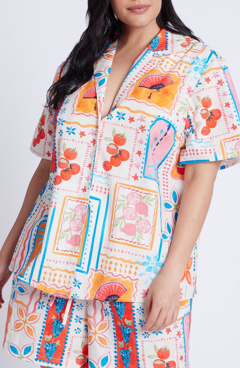ELOQUII Print Camp Shirt, Main, color,