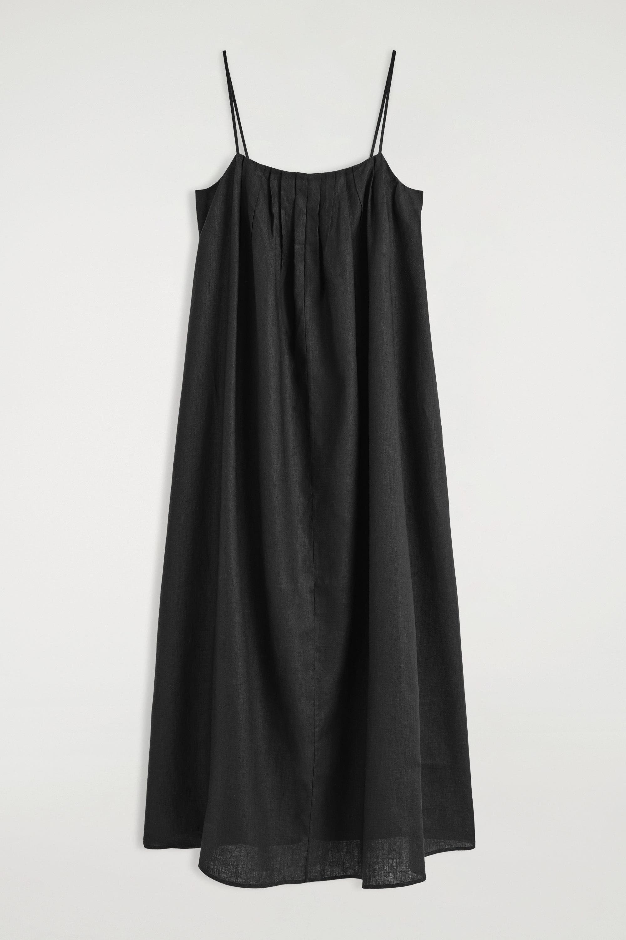 pleated linen maxi dress Beige Linen Maxi Dress - Pleated, Oversized Fit C1154