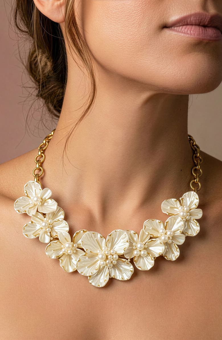 Deepa Gurnani Wally Frontal Necklace, Alternate, color, Gold/ White