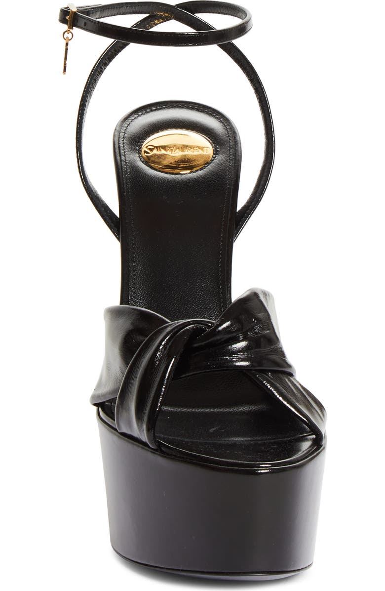 Saint Laurent Franciane Ankle Strap Platform Sandal, Alternate, color, Noir