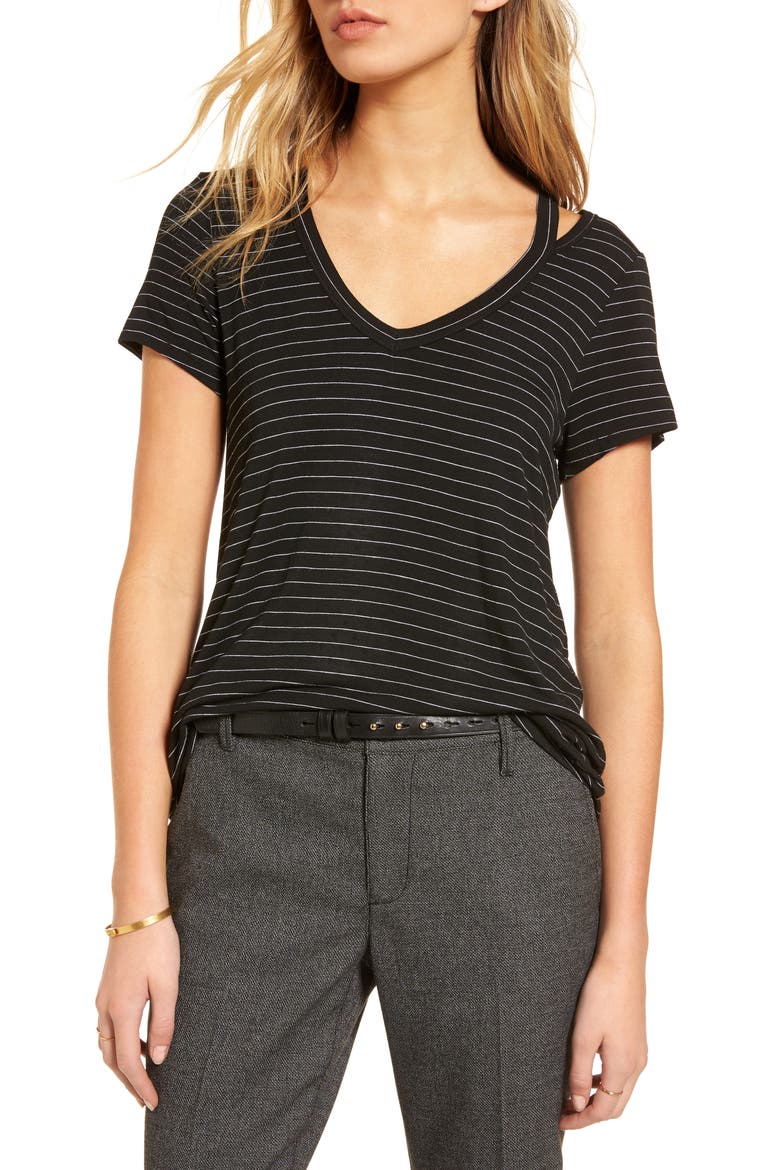 Oil Wash Cutout Tee, Main, color, BLACK COMBO