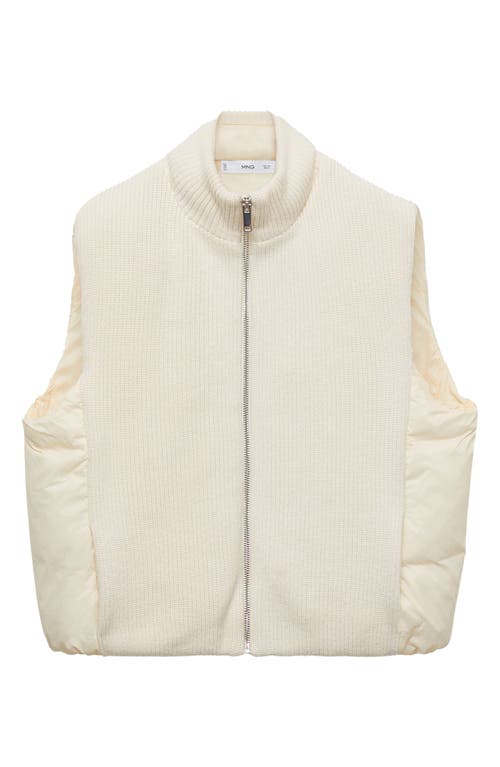 MANGO MANGO MIXED MEDIA RIB KNIT PUFFER VEST 