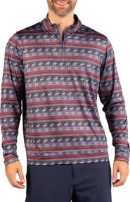 TailorByrd Holiday Reindeer Performance Quarter Zip Top