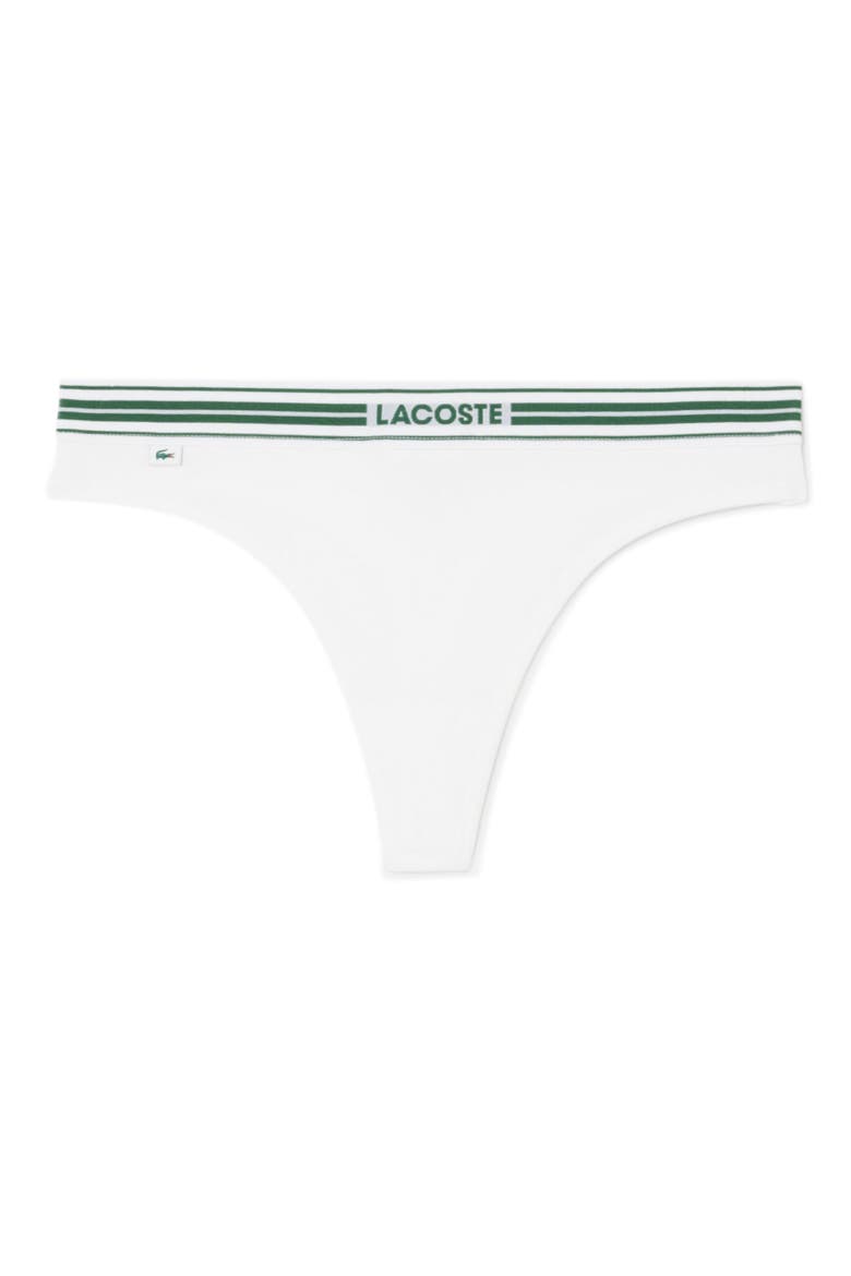 High Waist Stretch Cotton Jersey Thong, Main, color, WHITE