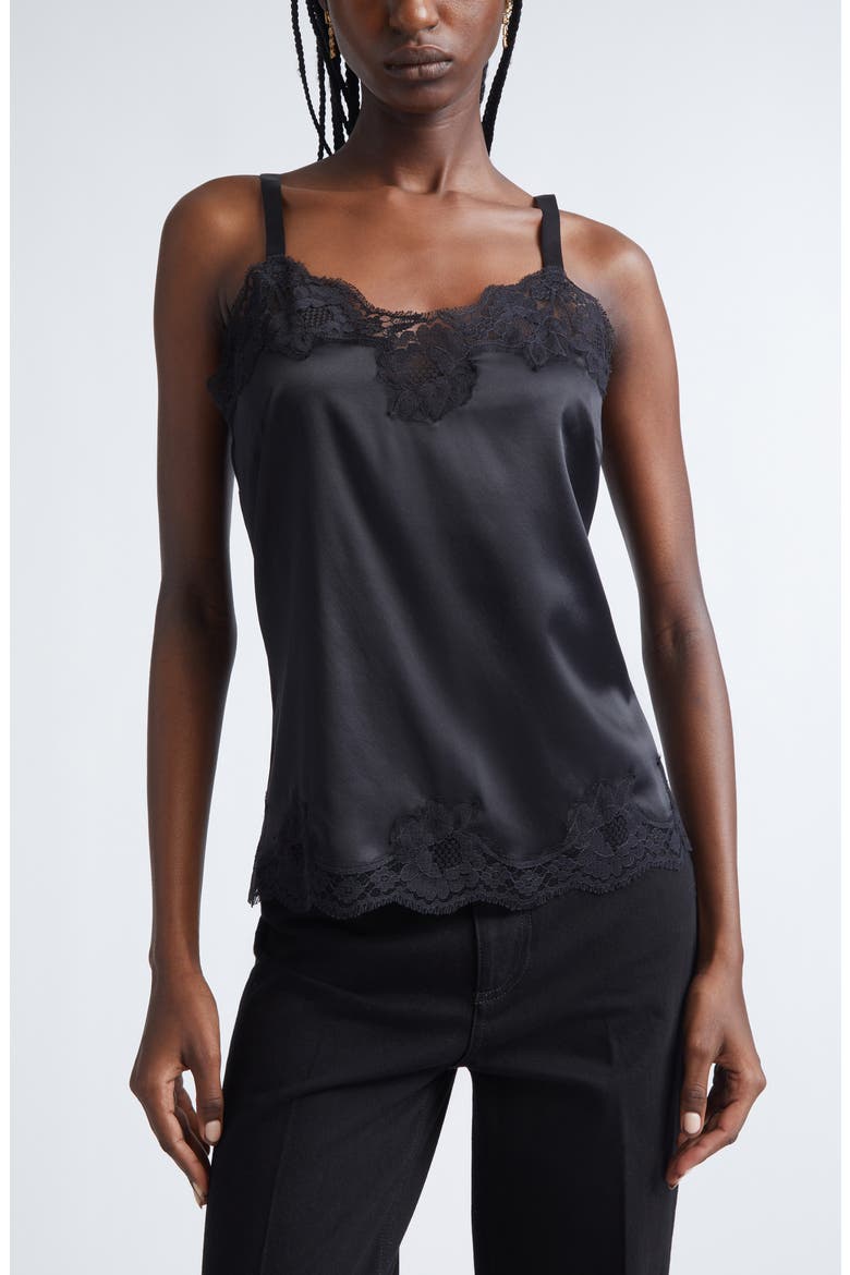 Satin & Lace Camisole, Main, color, NERO