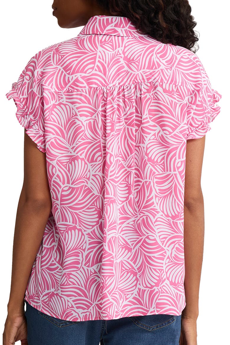 Abstract Print Ruffle Sleeve Shirt, Alternate, color, DUTCH PINK/NATURAL WHITE
