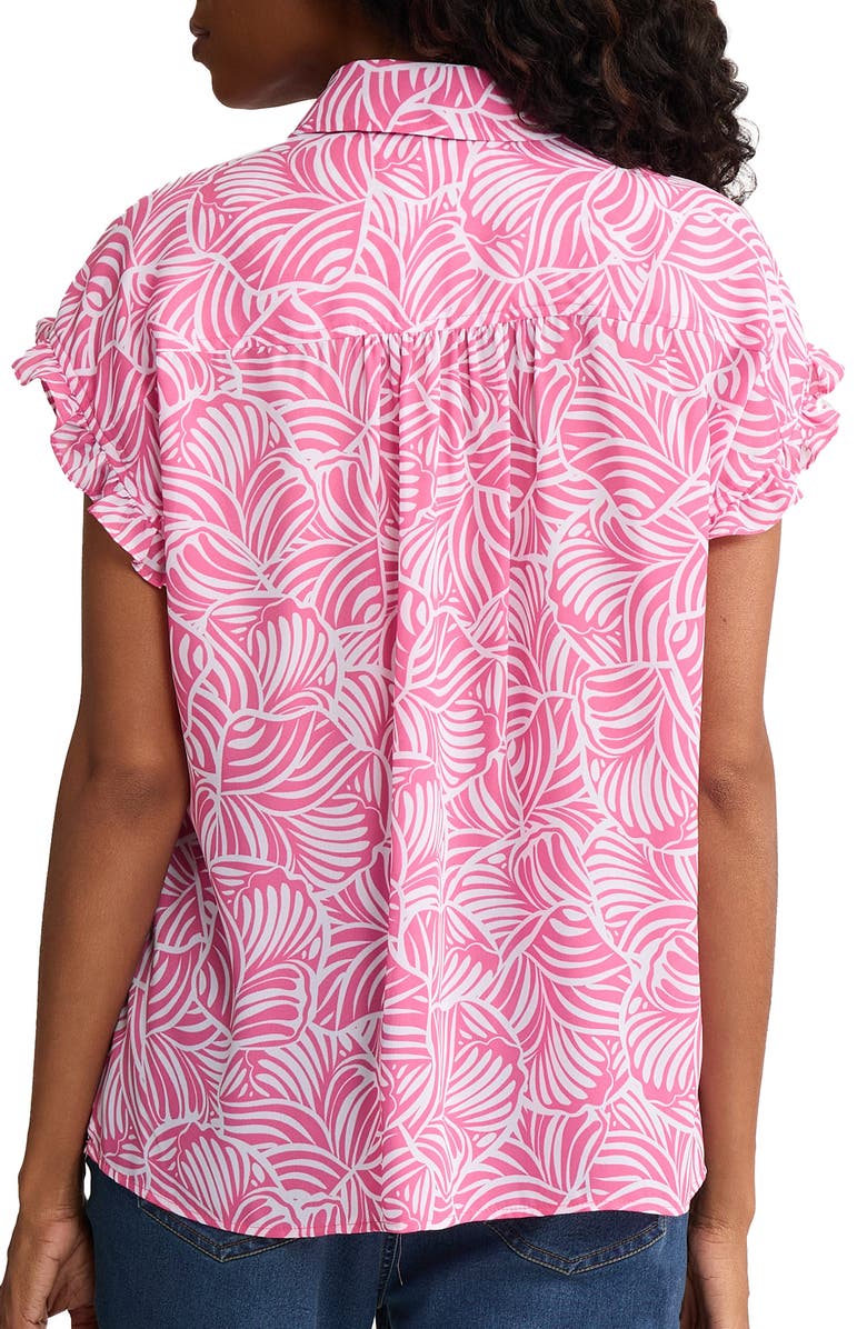 Jones New York Abstract Print Ruffle Sleeve Shirt, Alternate, color, Dutch Pink/Natural White