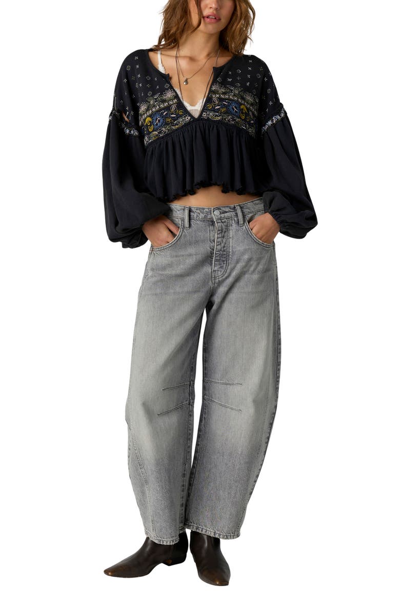 Bryn Embroidered Thermal Tee, Alternate, color, BLACK COMBO