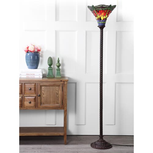 Jonathan Y Dragonfly Tiffany-style 71" Torchiere Led Floor Lamp In Chestnut