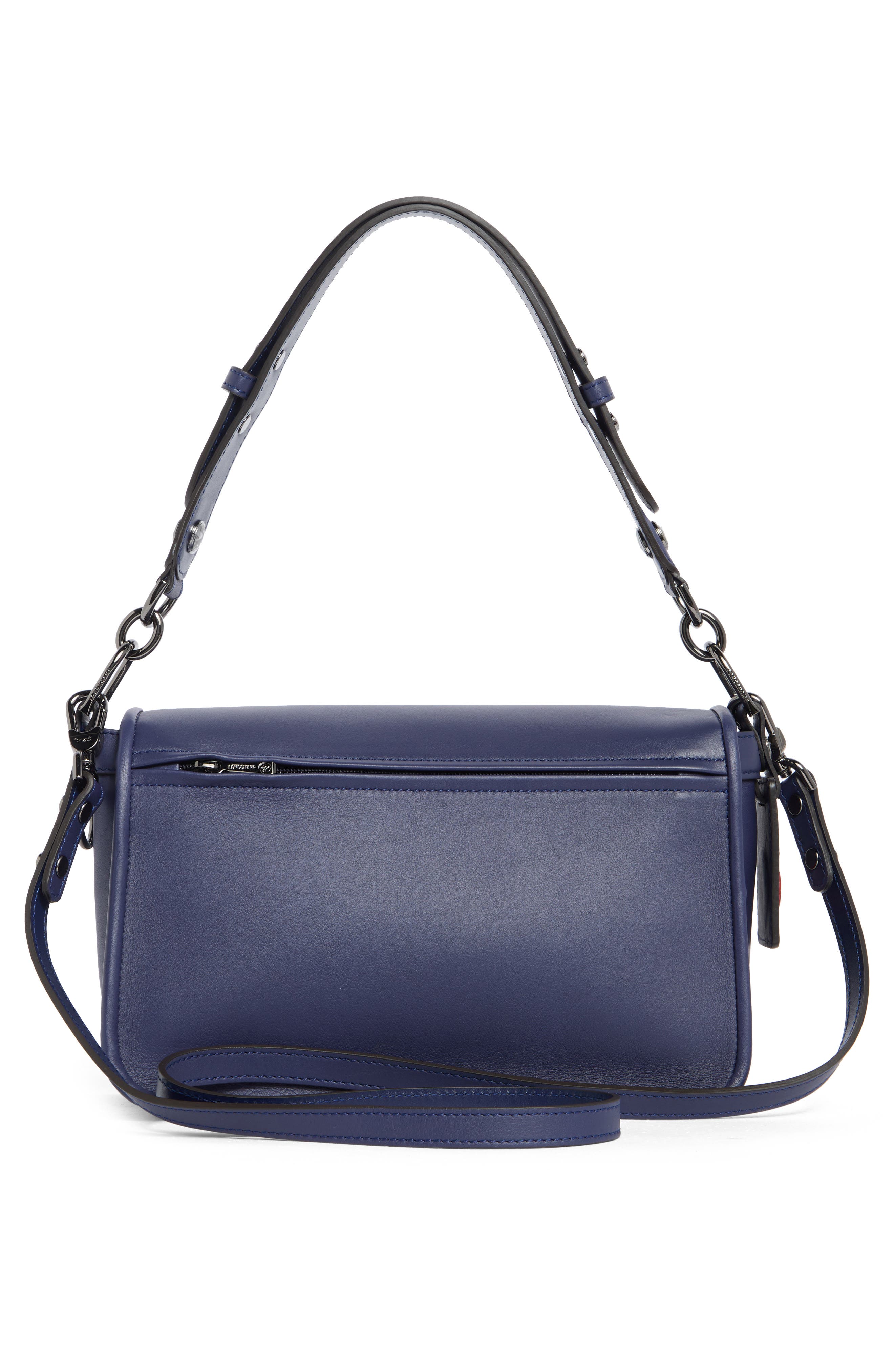 Longchamp Mademoiselle Medium Leather Satchel, Alternate, color, Navy