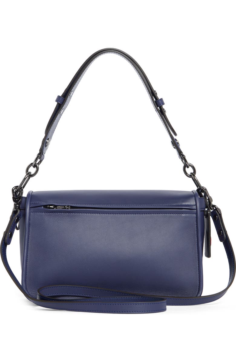 Longchamp Mademoiselle Medium Leather Satchel, Alternate, color, Navy